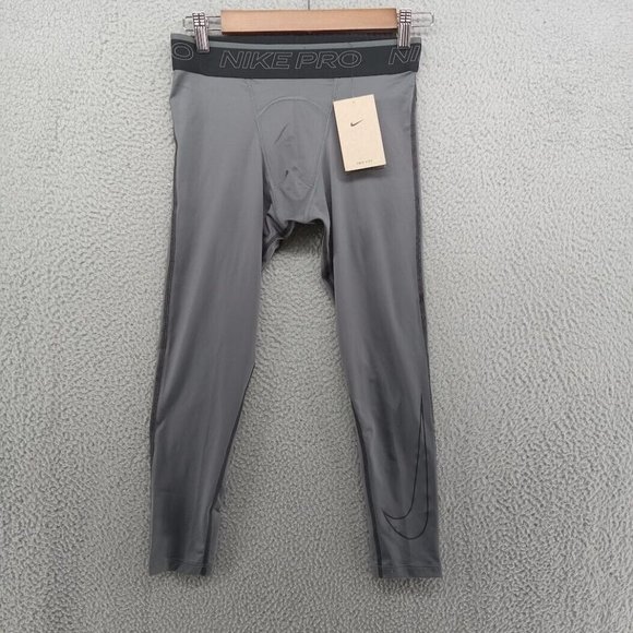 Nike‎ Pro 3/4 TIghts Mens Small Gray Dri-Fit Performance Stretch - Picture 1 of 6